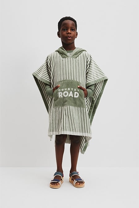 Verified Australian Cotton Logo Stripe Poncho