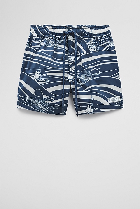 Recycled Blend Sea Print Board Short