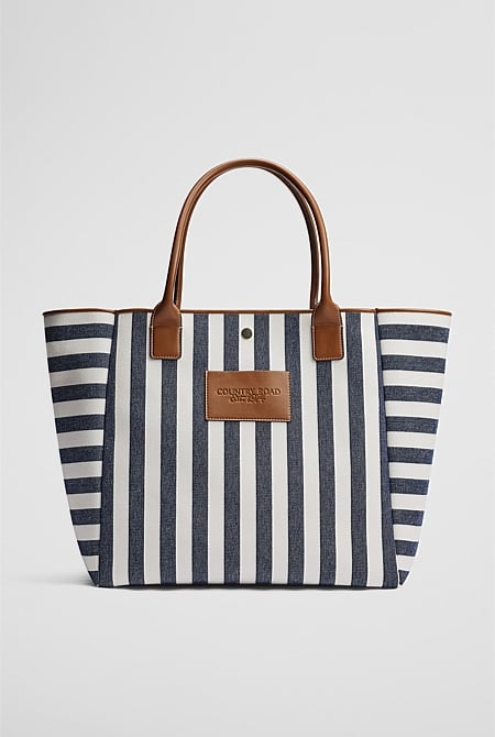 Verified Australian Cotton Stripe Canvas Tote