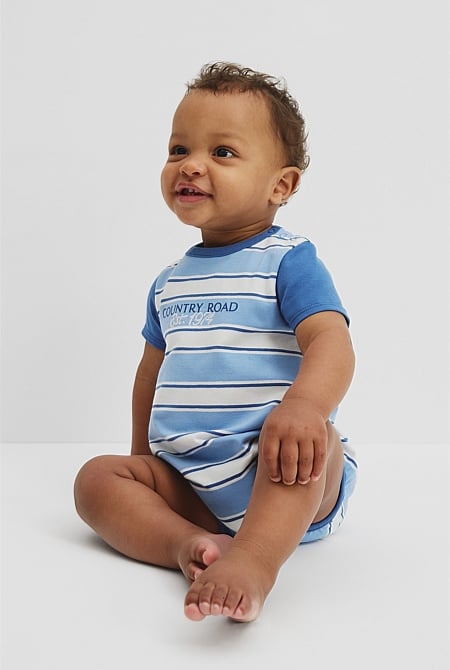 Organically Grown Cotton Country Road 74 Stripe Bodysuit