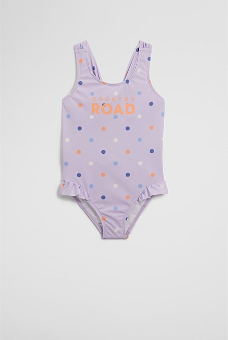 Recycled Nylon Blend Spot Logo Swimsuit