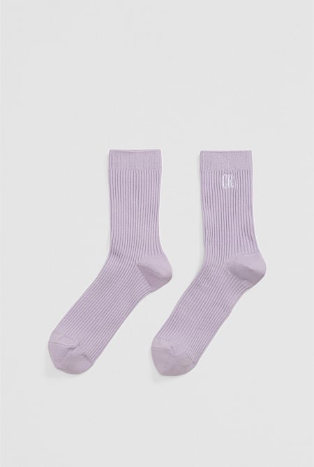 Australian Cotton Blend CR Ribbed Three-Quarter Crew Sock