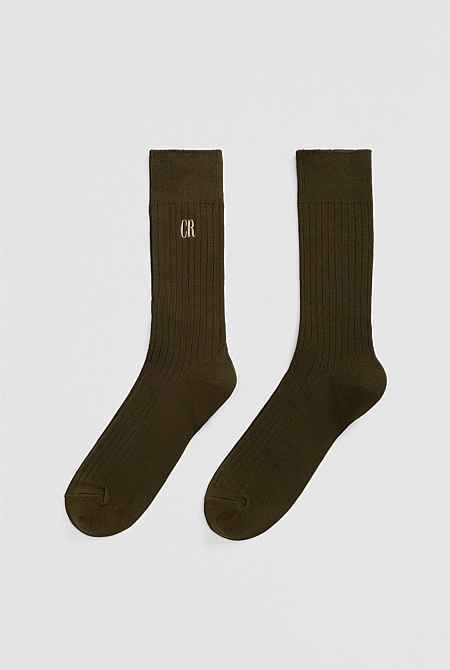 Australian Cotton Blend CR Rib Crew Sock