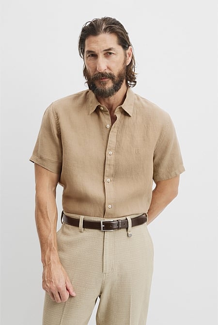 Regular Fit Organically Grown Linen Short Sleeve Shirt