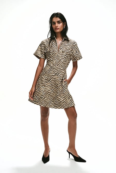 Print Godet Mini Dress