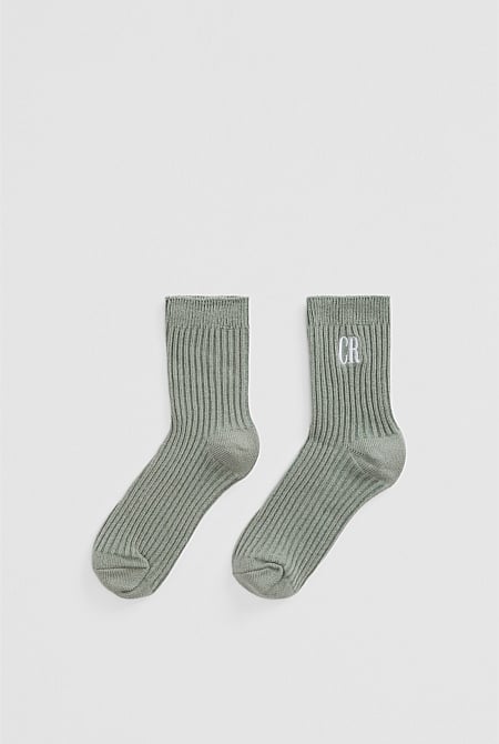 Rib Quarter Crew Sock