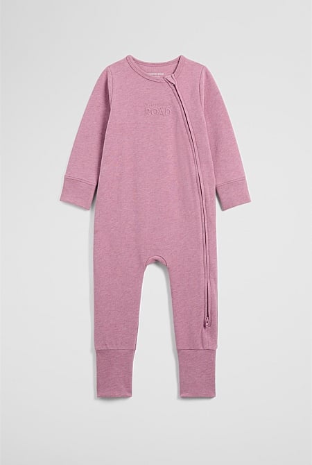 Organically Grown Cotton Blend Logo Zip Jumpsuit