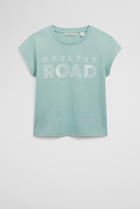 Organically Grown Cotton Sequin Logo T-Shirt