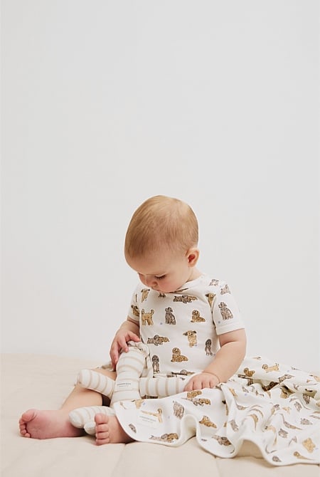 Organically Grown Cotton Dog Print Bodysuit
