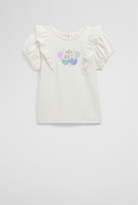 Organically Grown Cotton Frill Sleeve T-Shirt
