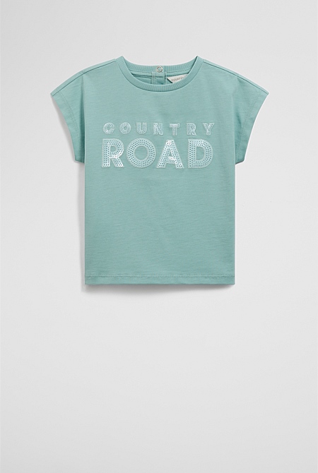 Organically Grown Cotton Sequin Logo T-Shirt