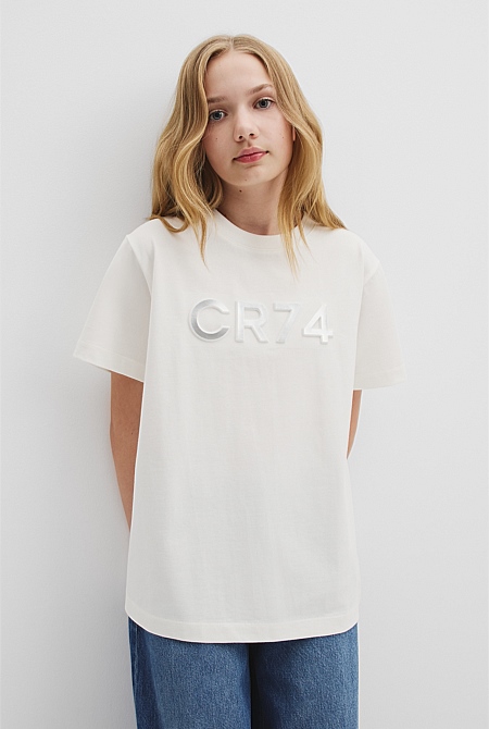 Teen Recycled Cotton Blend Longline Logo T-Shirt