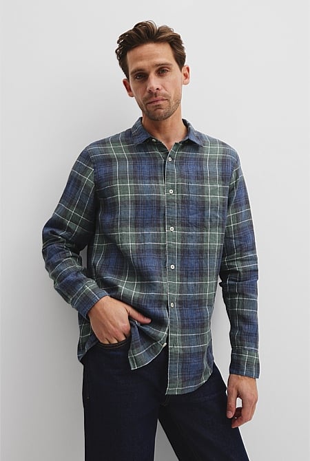 Regular Fit Organically Grown Linen Checked Shirt
