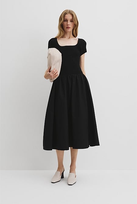 Mix Media Midi Knit Dress