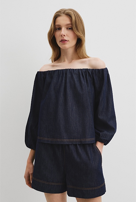 Denim Off Shoulder Top