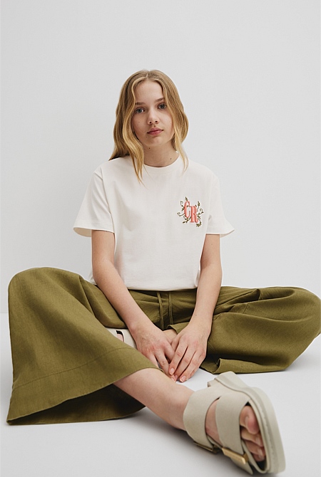 Floral Logo Embroidered T-Shirt
