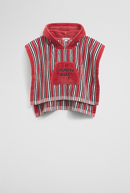 Australian Cotton Stripe Logo Poncho
