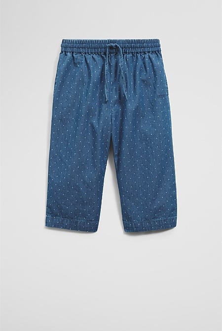 Organically Grown Cotton Chambray Wide Legging Pant