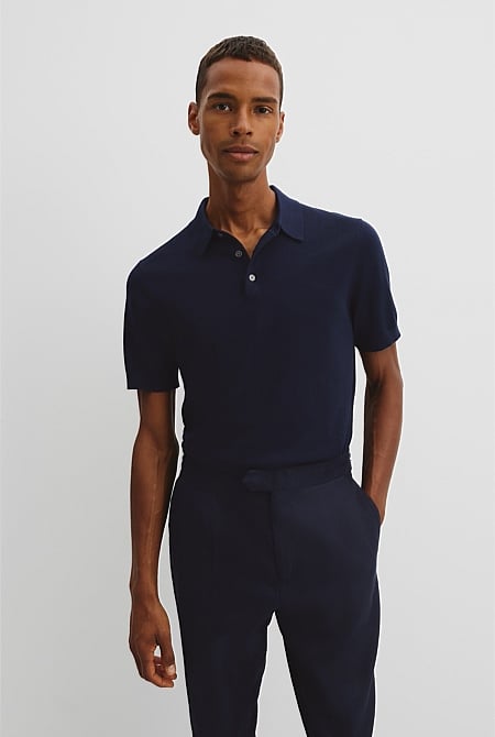 Australian Cotton Blend Silk Button Polo