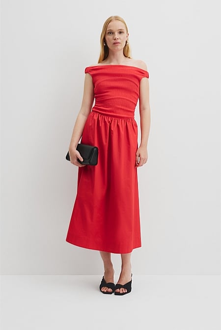 Off Shoulder Midi Dress