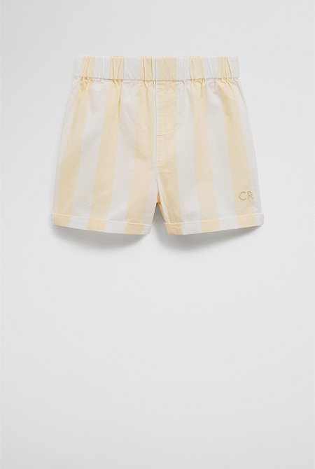 Organically Grown Cotton Blend Stripe Pull-On Short