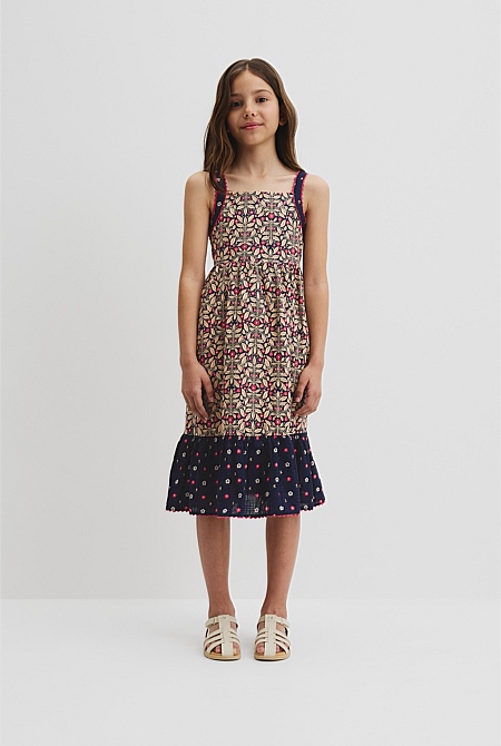 Organically Grown Cotton Spliced Midi Dress