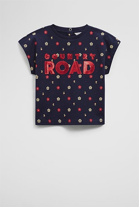 Organically Grown Cotton Sequin Logo T-Shirt