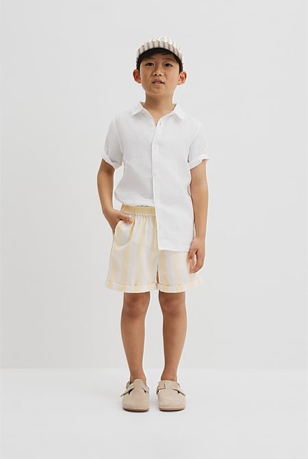 Organically Grown Cotton Blend Stripe Pull-On Short