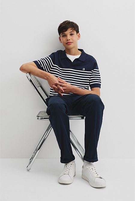 Teen Australian Cotton Stripe Knit Polo