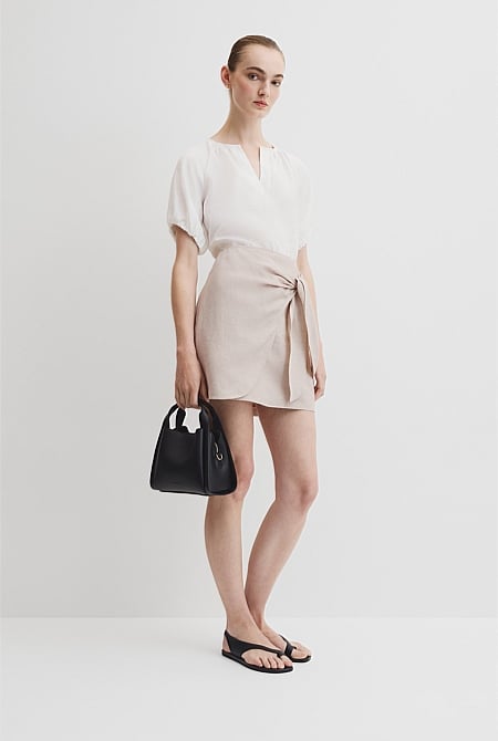 Wrap Mini Linen Skirt