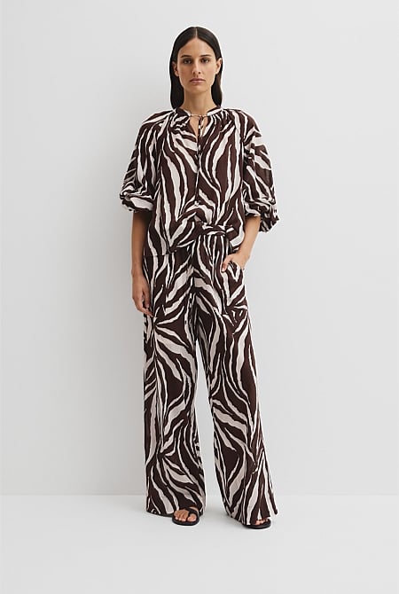 Print Blouson Blouse