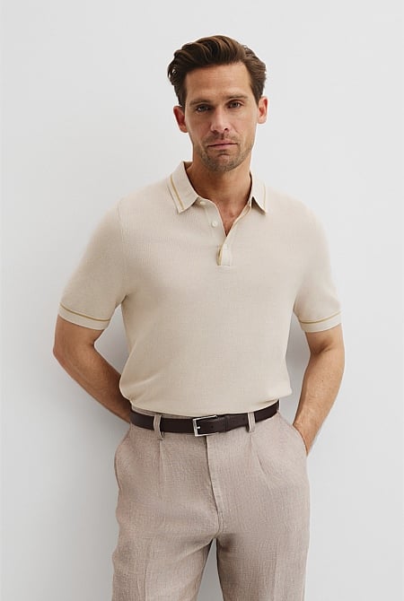 Australian Cotton Silk Tipped Knit Polo