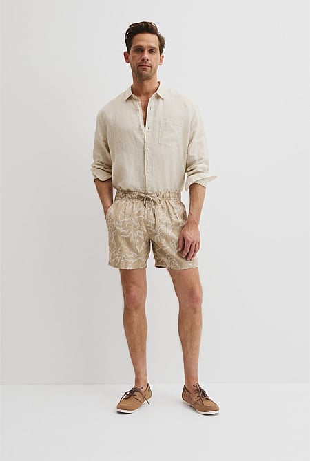 Organically Grown Linen Print 6" Drawcord Short