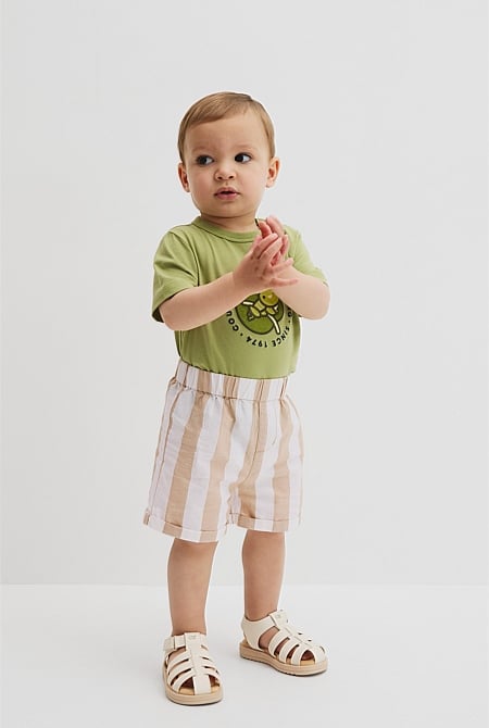 Organically Grown Cotton Blend Stripe Pull-On Short