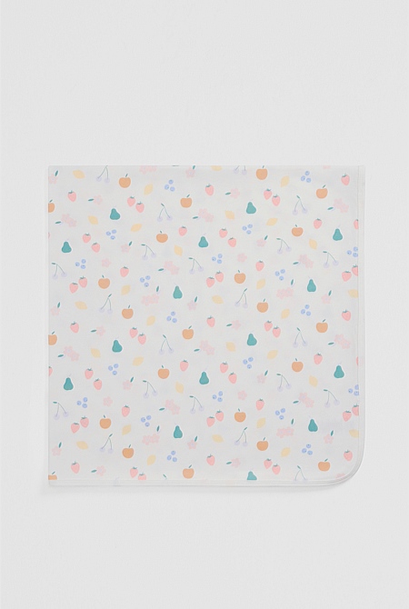 Organically Grown Cotton Fruit Print Blanket
