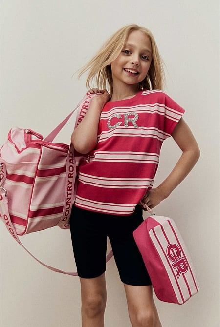 Organically Grown Cotton Stripe CR Sequin T-Shirt