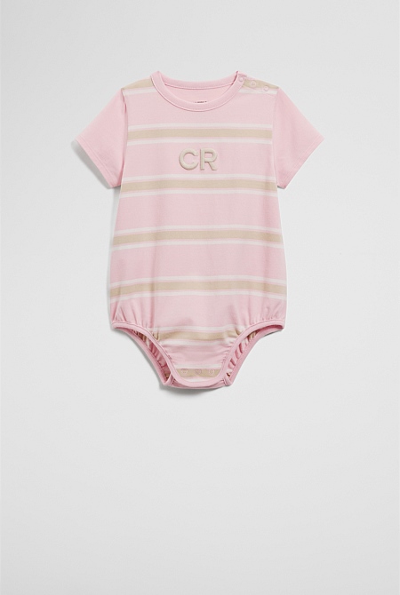 Organically Grown Cotton Logo Stripe Bodysuit