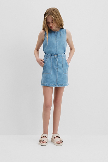 Teen Denim Pocket Mini Skirt
