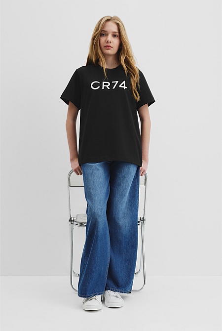 Teen Recycled Cotton Blend Longline Logo T-Shirt