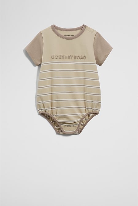 Organically Grown Cotton Stripe Logo T-Shirt Bodysuit