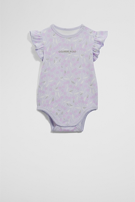 Frill Short Sleeve Cherry Bodysuit