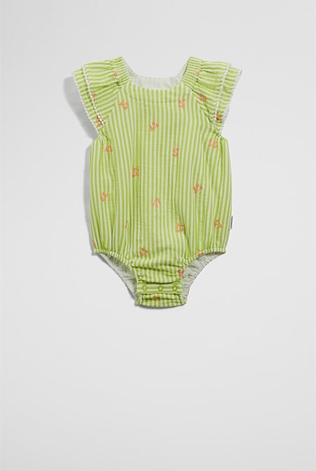 Stripe Embroidered Romper