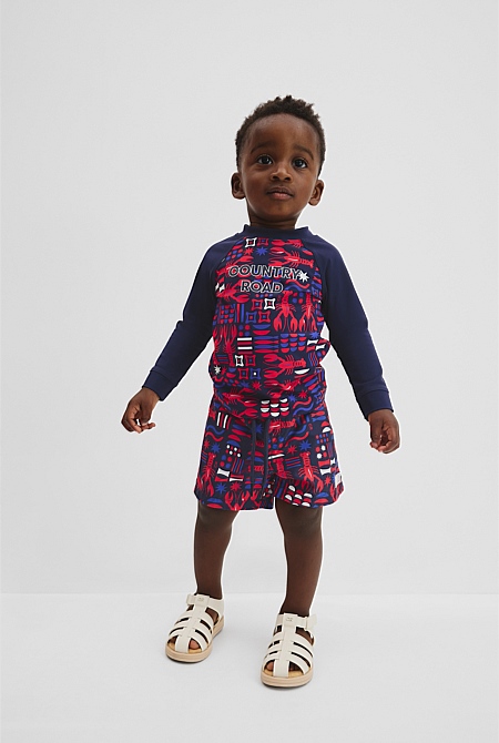 Lobster Geometric Rash Vest