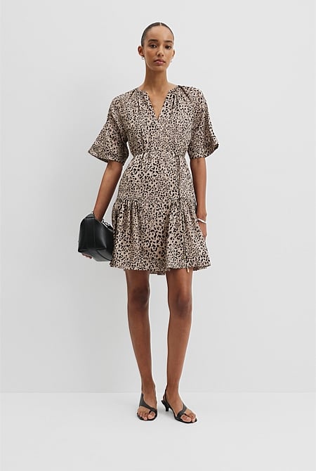 Print Tiered Mini Dress