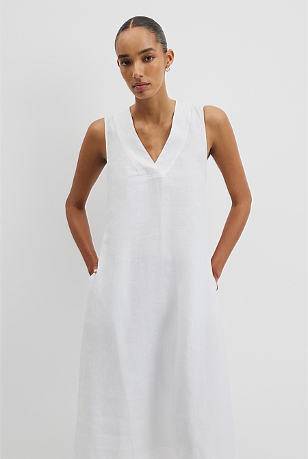 Organically Grown Linen Sleeveless V-Neck Linen Dress
