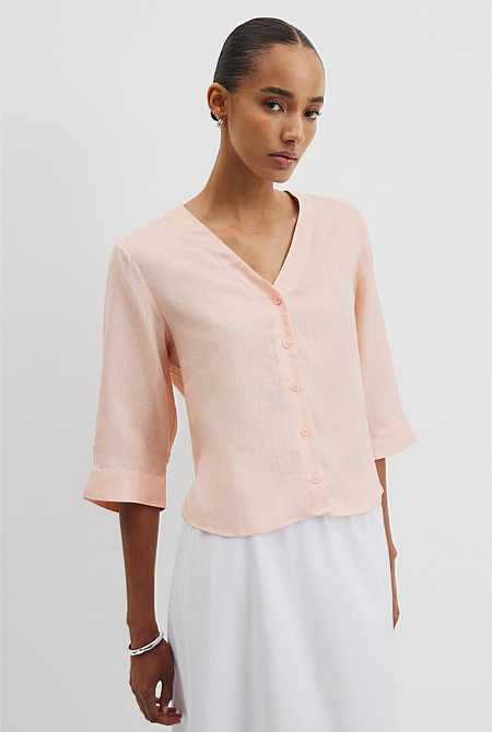 Organically Grown 3/4 Sleeve Linen Shirt