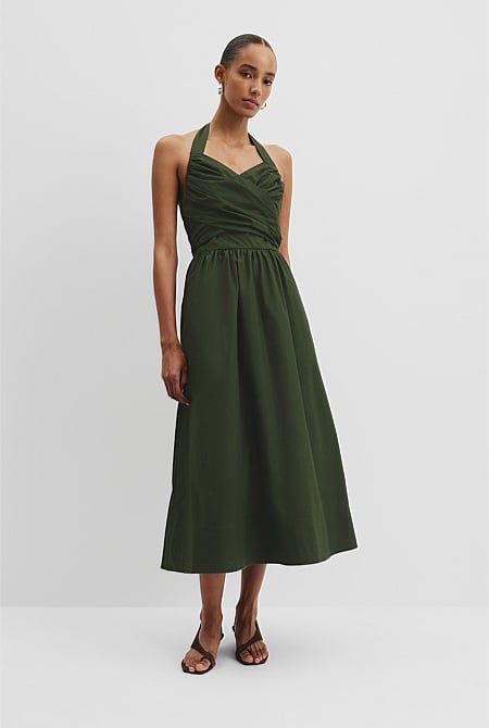 Organically Grown Cotton Halter Detail Midi Dress