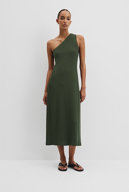 One Shoulder Rib Dress