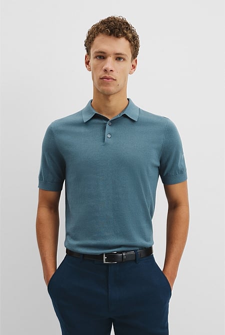Australian Cotton Blend Silk Button Polo