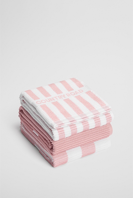CR Stripe Australian Cotton Tea Towel Pack Of 3